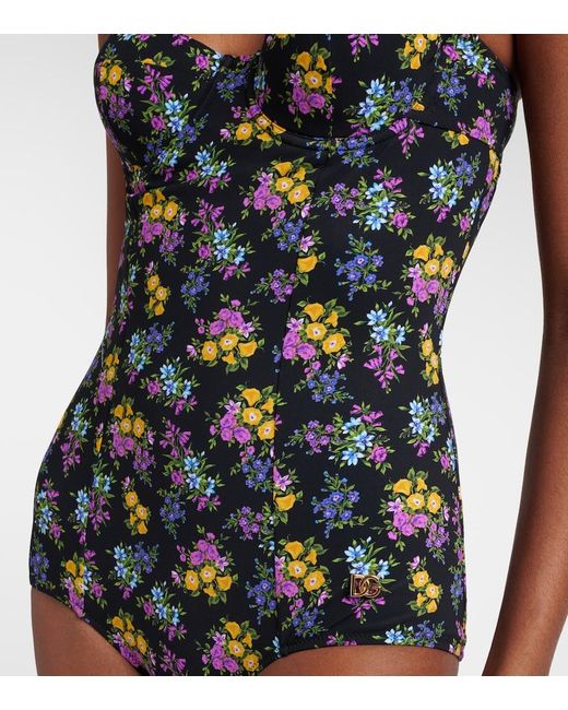 Dolce & Gabbana Black Floral Swimsuit