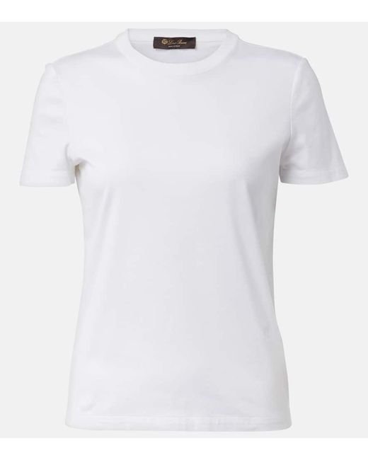 Camiseta Cropped My-T De Algodon Loro Piana de color White