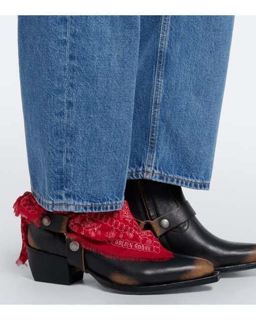 Golden Goose Deluxe Brand Red Debbie Leather Cowboy Boots