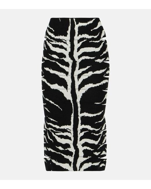 Gonna matita zebra nero bianco di Alaïa in Black