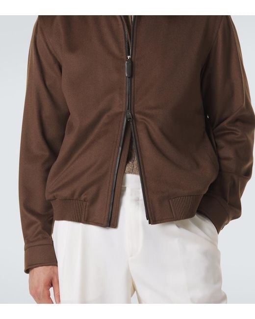 Brioni Brown Cashmere And Wool Blouson Jacket for men