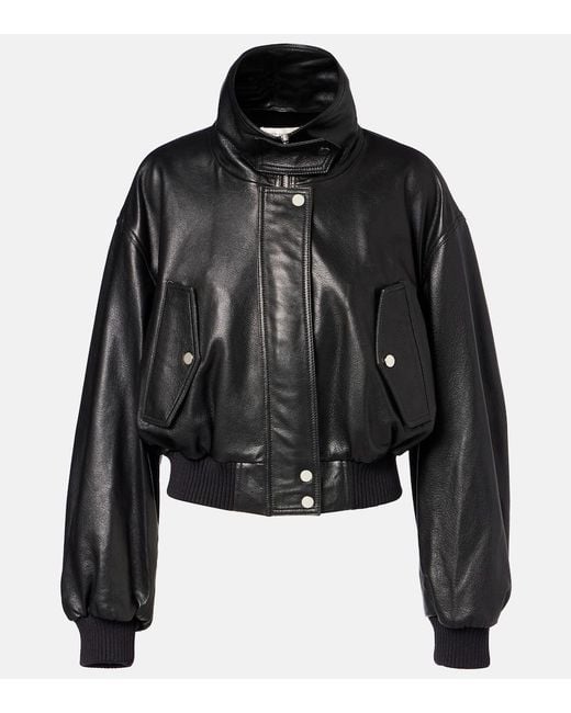 Nour Hammour Black Briar Leather Bomber Jacket