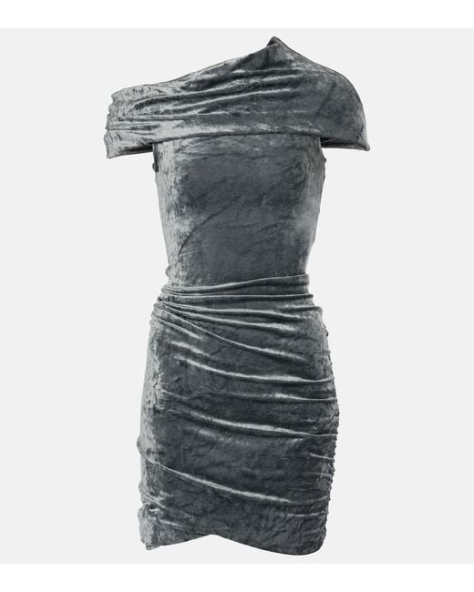 Rick Owens Gray Lola Draped Velvet Minidress