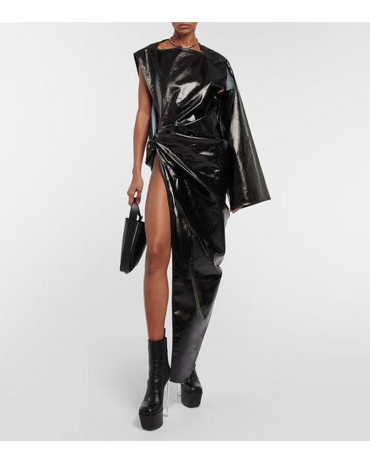 Rick Owens Black Asymmetrical Denim Gown