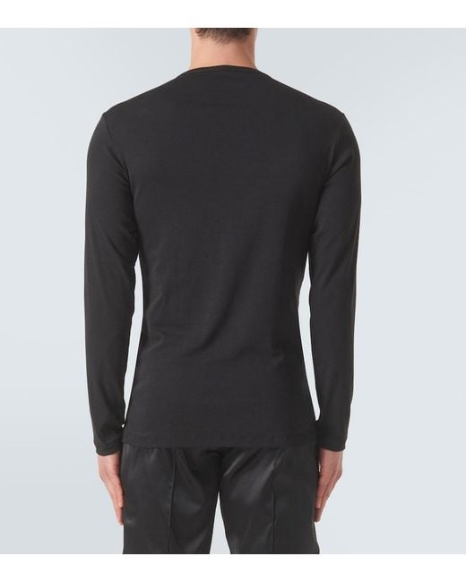 Tom Ford Black Cotton-Blend Henley Shirt for men