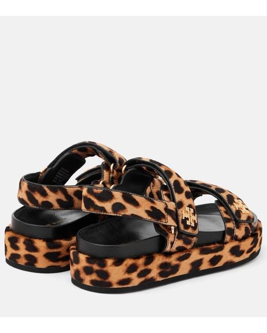 Tory Burch Brown Kira Leopard Print Sandals