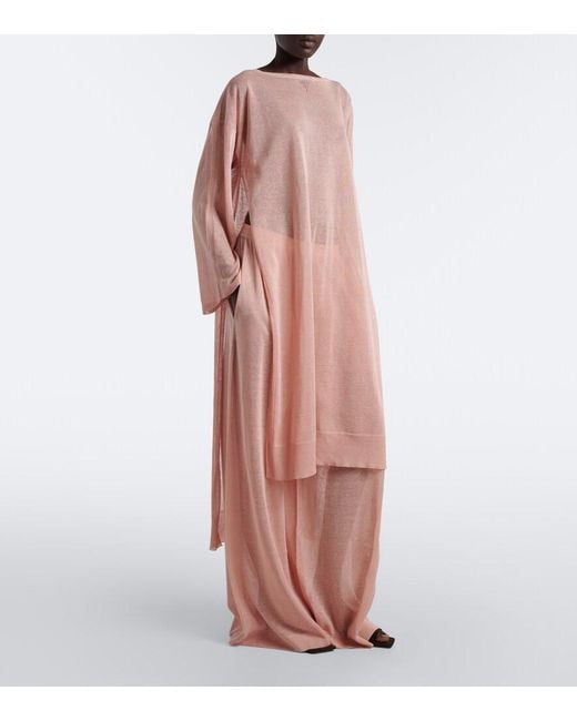 Alaïa Pink Knitted Linen And Silk Kaftan