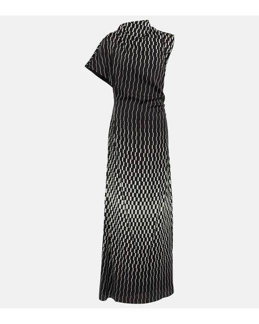 TOVE Black June Printed Silk-blend Maxi Dress