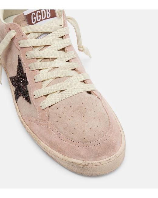 Golden Goose Deluxe Brand Pink Ball Star Glitter Suede Sneakers