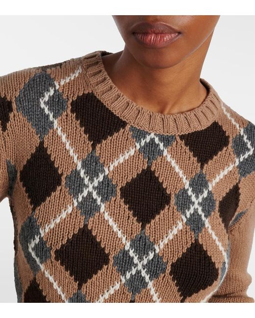 Prada Brown Argyle Cashmere Sweater