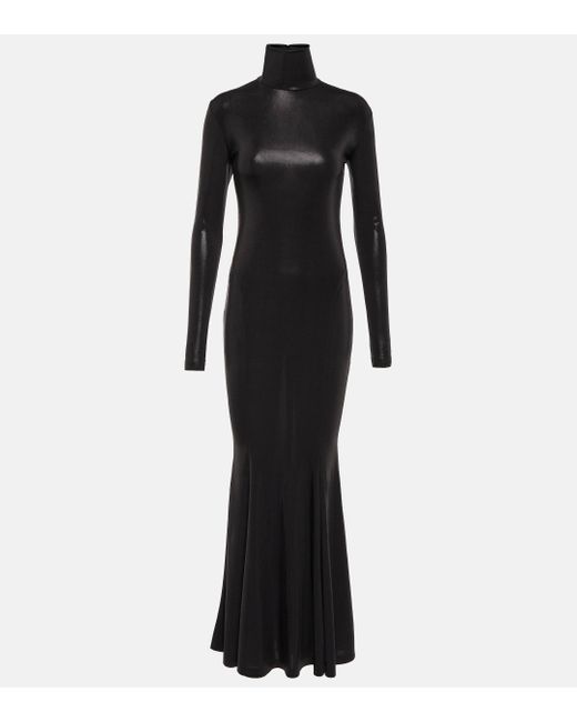 Norma Kamali Black Lame Maxi Dress