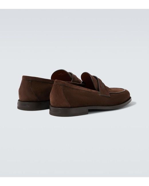 Zegna Brown Suede Loafers for men