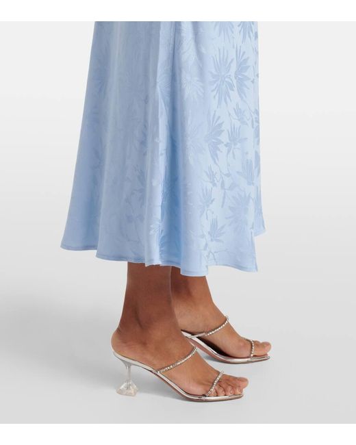Rixo Blue Sandrine Floral Jacquard Midi Dress