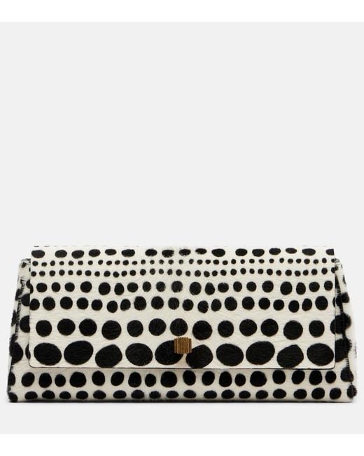 Khaite Black Audrey Polka-Dot Calf Hair Clutch