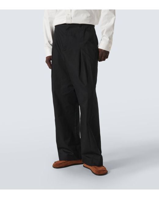 Loewe Black Low-Rise Cotton Wide-Leg Pants for men