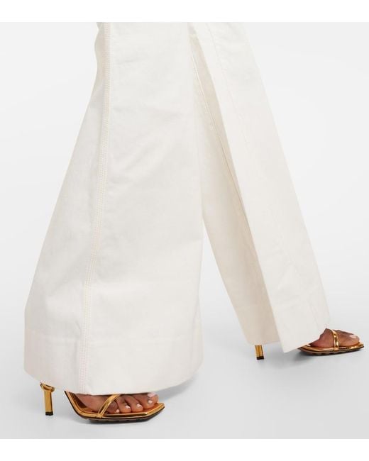 Zimmermann White Palazzo Brand-patch Wide-leg High-rise Denim Jeans