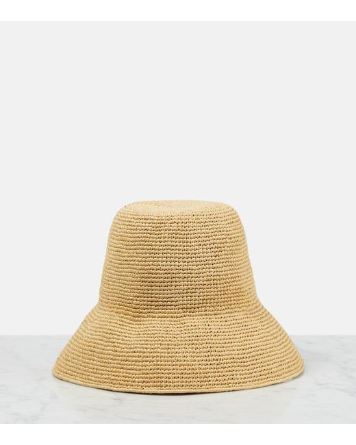 Cappello in crochet con logo di Prada in Natural