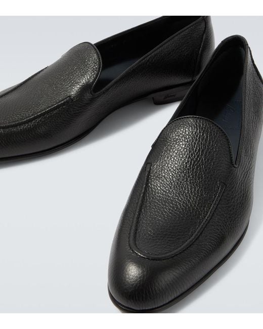 Brioni Black Appia Leather Loafers for men