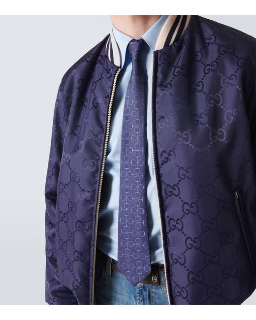Corbata de seda en jacquard Gucci de hombre de color Blue