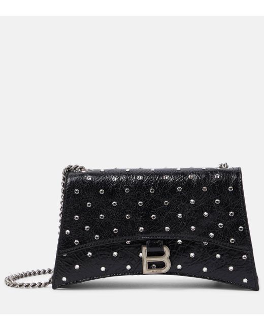 Balenciaga Black Crush Xs Embellished Leather Shoulder Bag