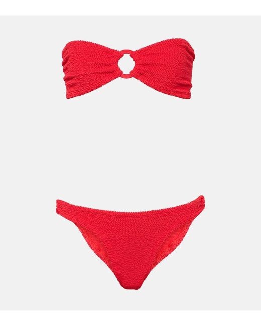 Bikini Gloria sin tirantes con anilla Hunza G de color Red
