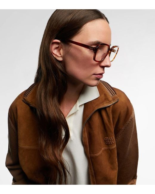 Miu Miu Brown Logo Square Glasses