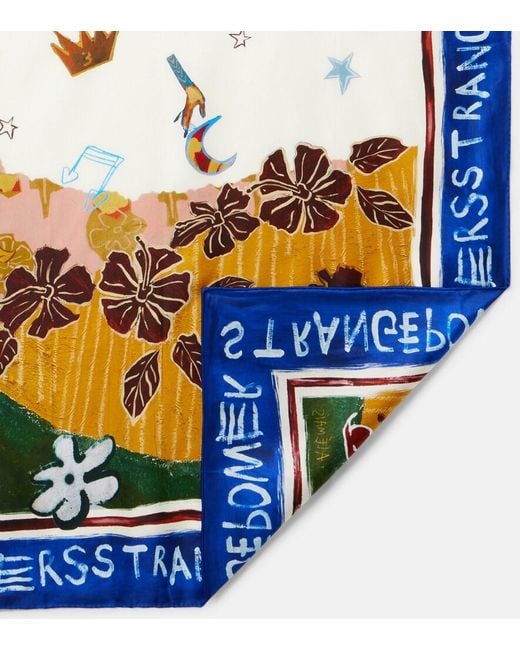 ALÉMAIS Blue X Mlak Tangible Love Printed Silk Twill Scarf