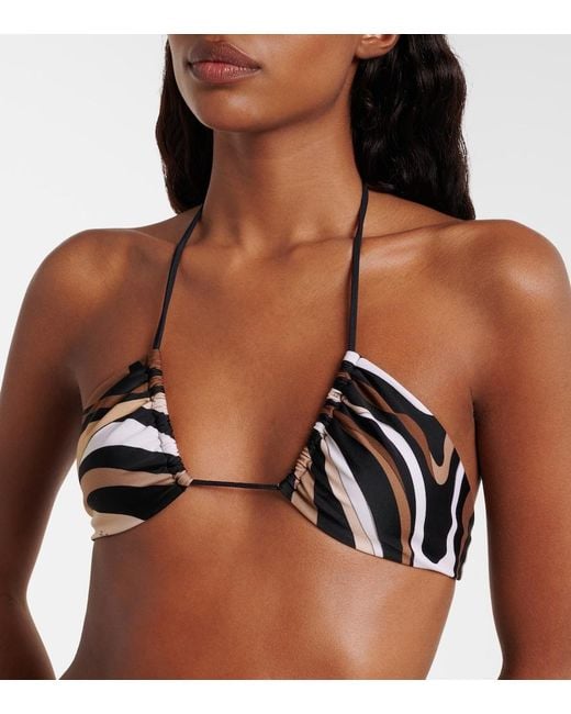 Emilio Pucci Black Marmo Triangle Bikini Top