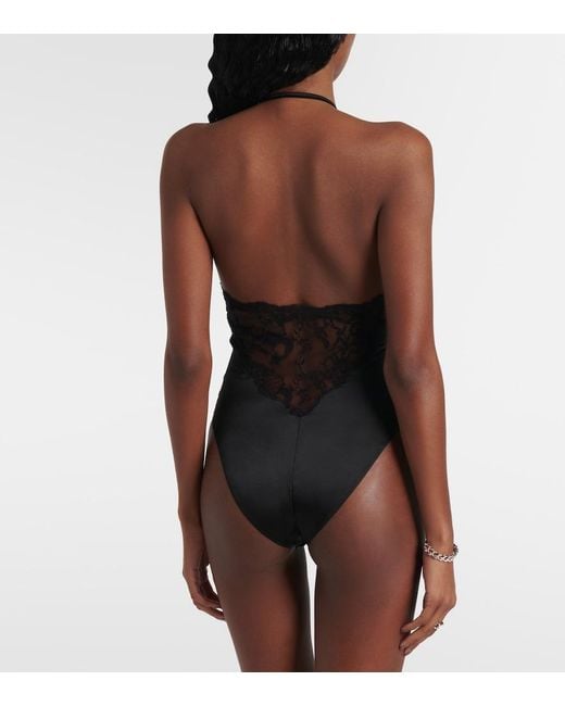Givenchy Black Lace And Jersey Bodysuit