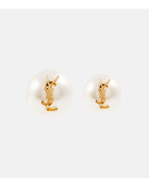 Saint Laurent Metallic Ohrringe Mit Zierperlen