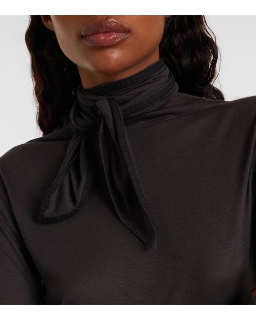 Lemaire Black Tie-Neck Jersey Top