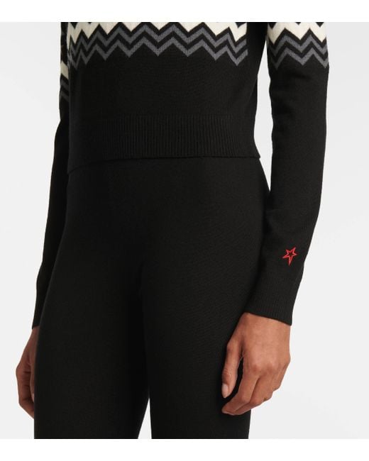 Perfect Moment Black Nordic Intarsia Wool Half-Zip Sweater