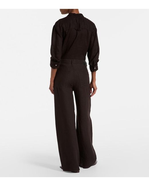 Citizens of Humanity Black Brynn Linen Wide-Leg Pants