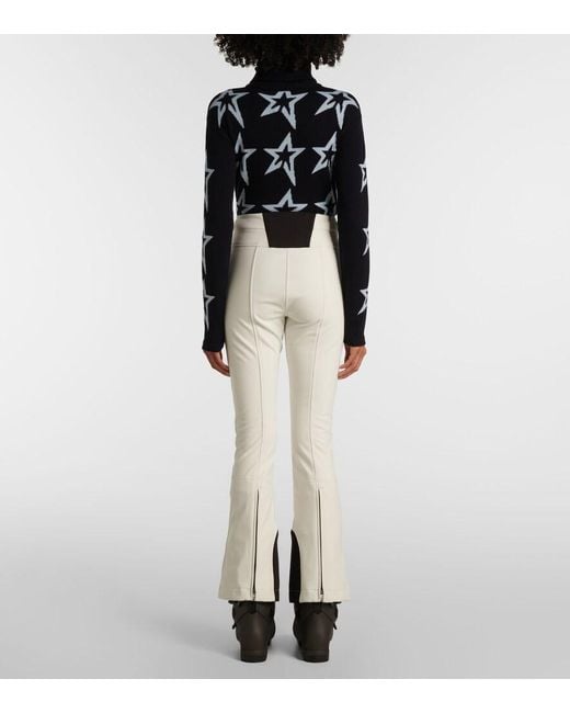 Perfect Moment White Aurora High-Rise Soft Shell Flared Ski Pants