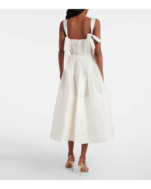 Zimmermann White Midikleid Dawning Aus Leinen Und Seide