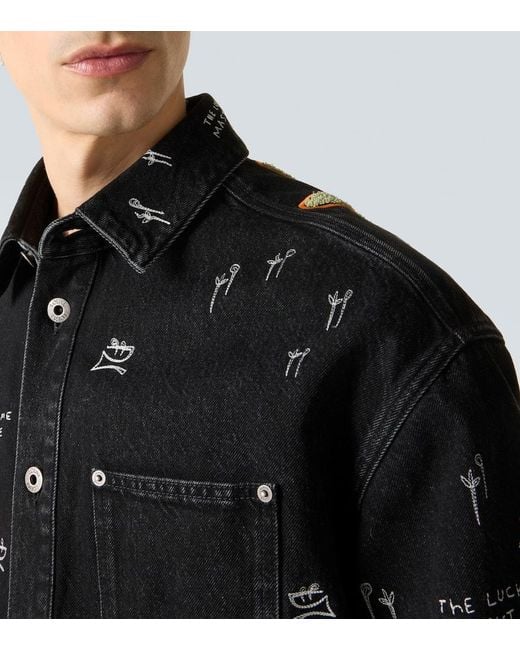Loewe X Louis Wain Bestickte Hemdjacke Aus Denim in Black für Herren