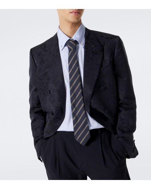 Valentino Black Floral Jacquard Linen And Silk Blazer for men
