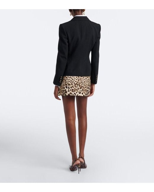 Dolce & Gabbana Natural Leopard-Print Cotton And Silk-Blend Miniskirt