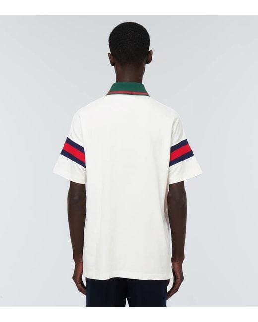 Gucci White Cotton Jersey Polo With Web for men