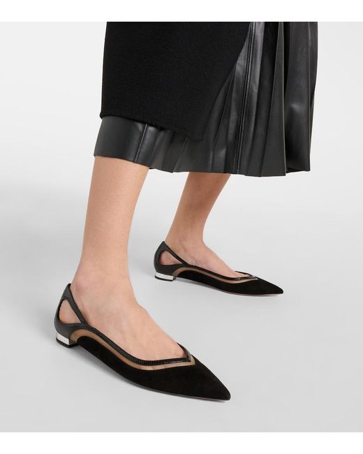 Aquazzura Black Cinemax Suede Ballet Flats