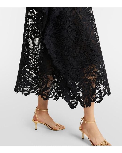Oscar de la Renta Black Guipure Lace Kaftan