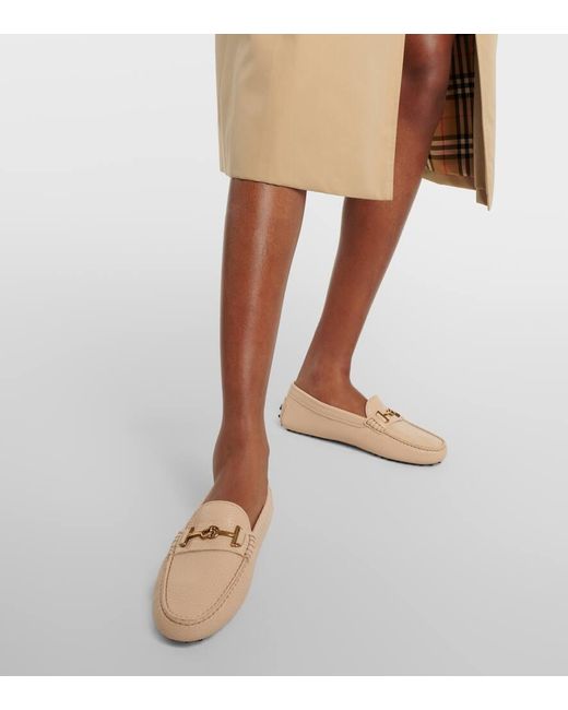 Tod's Natural Double T Leather Loafers