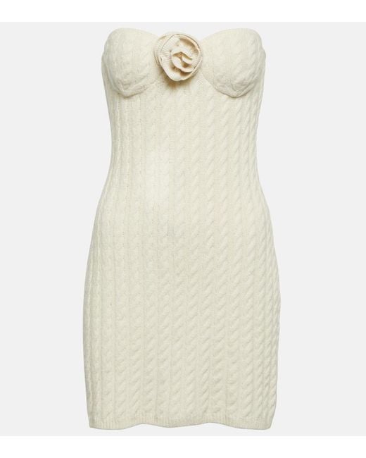 Magda Butrym Natural Floral-Applique Strapless Minidress