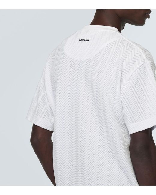 Camiseta de mezcla de algodon en zigzag Missoni de hombre de color White
