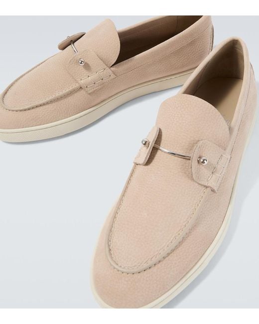 Christian Louboutin White Chambeliboat Leather Slip-On Shoes for men
