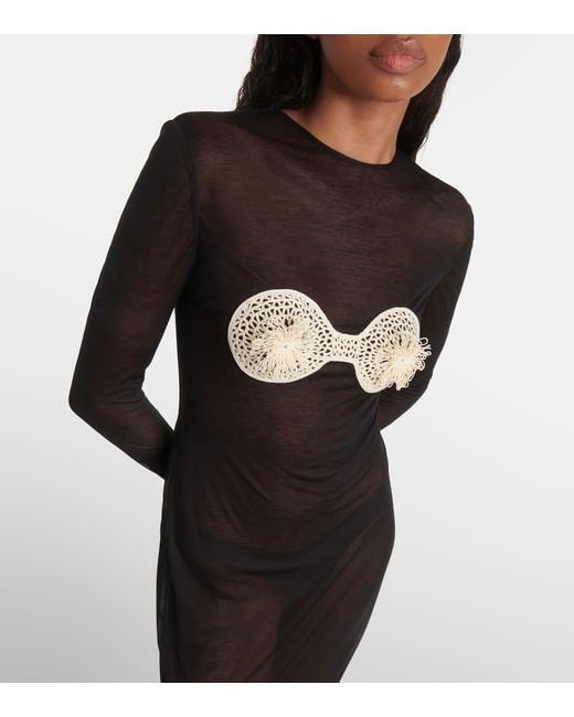 Magda Butrym Black Crochet-trimmed Jersey Maxi Dress