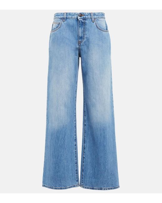 Jean Ample Eglitta A Taille Mi-Haute The Row en coloris Blue