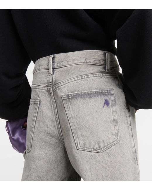 The Attico Gray Effie Mid-Rise Barrel-Leg Jeans