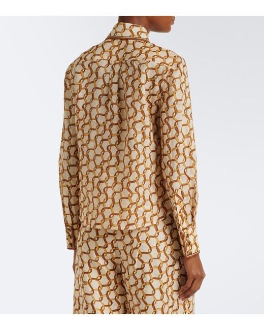 Zimmermann Natural Printed Ramie Shirt