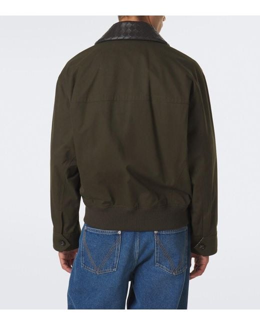 Bottega Veneta Green Intrecciato Cotton Twill Blouson Jacket for men